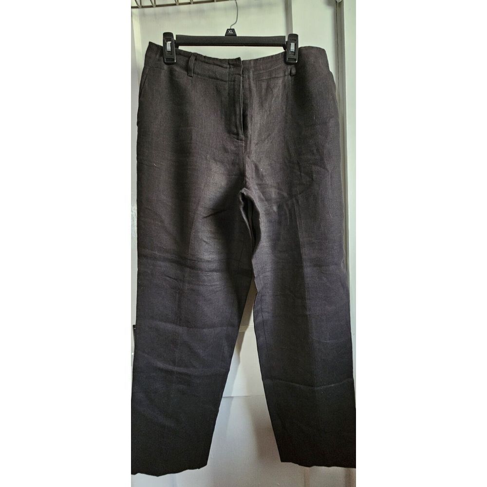 Vtg Talbots Irish 100% Linen Black dress Pants Women Sz 12 full lined/zipβ fly